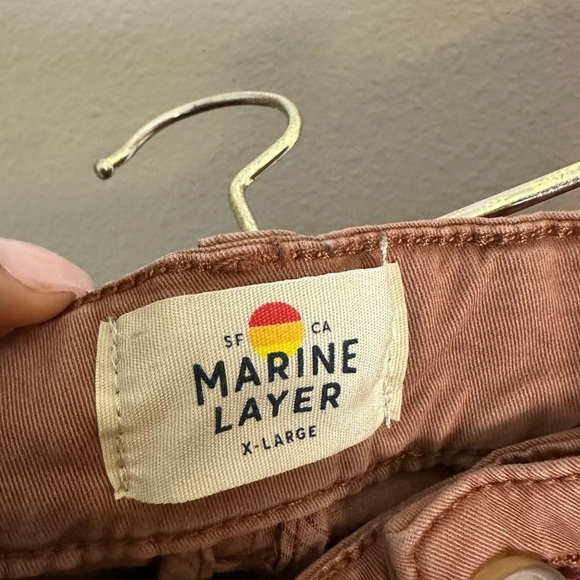 Marine Layer Hudson Relaxed Cropped Pant In Faded Chestnut Size XL - Picture 3 of 4